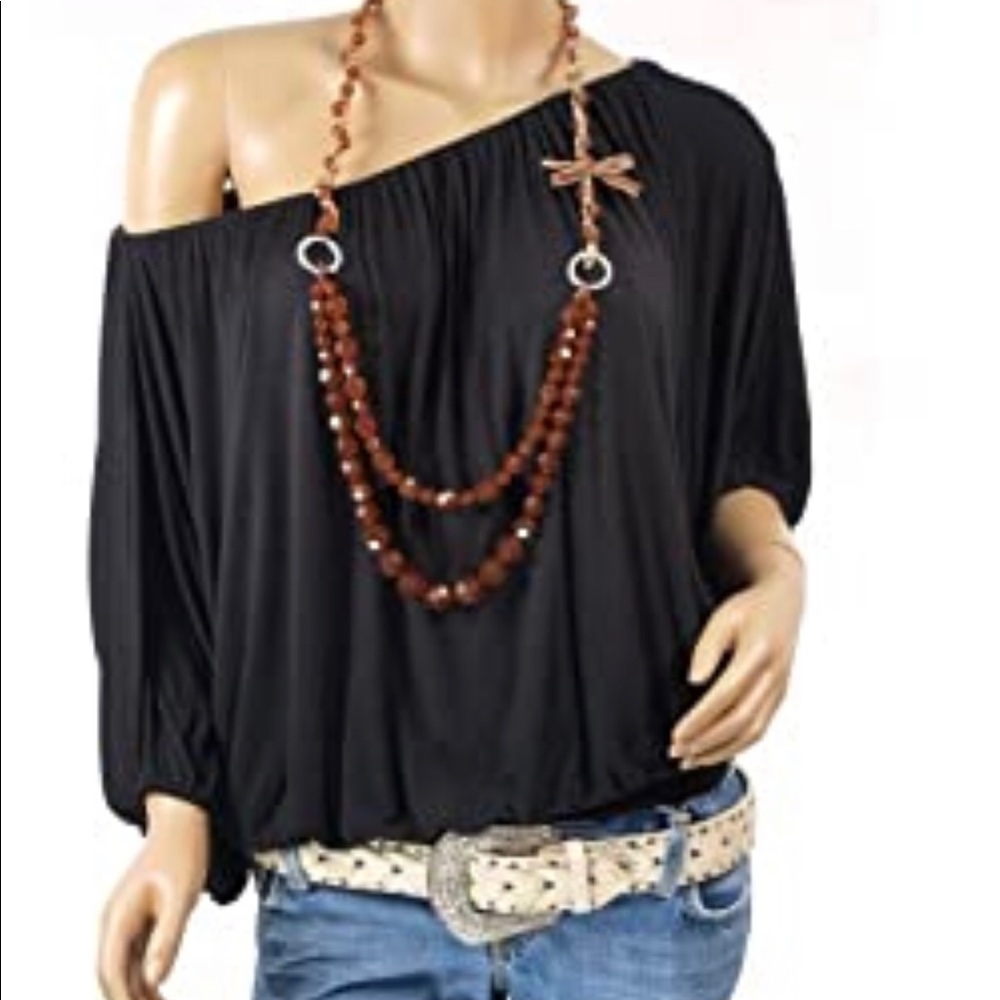 Jeanology collection off shoulder blouse top S